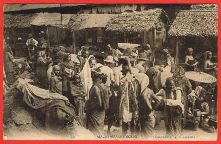 Poskad & Sejarah : Suasana di Pasar Melayu, Kajang – 1910s
