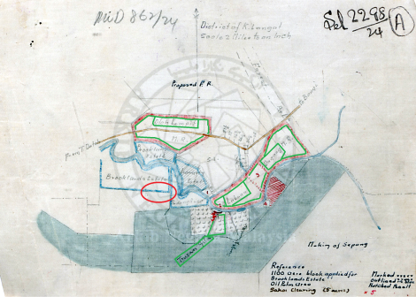 Peta lokasi Subang Hilang, 1924