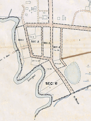 A closeup of 1896 map of Kajang Town