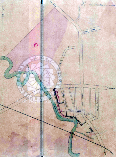 Pelan Pekan Kajang 1910, ditandakan dengan cadangan-cadangan mesyuarat ini (jarak dekat) Pelan Pekan Kajang 1910, ditandakan dengan cadangan-cadangan mesyuarat ini (jarak dekat)