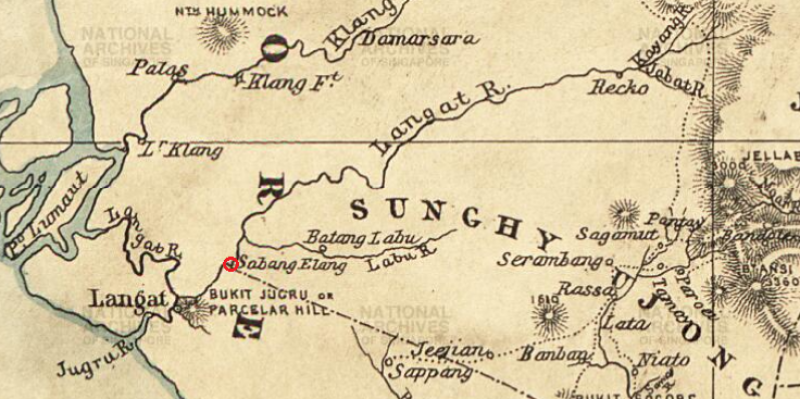 Peta persempadanan lama Selangor-Sungai Ujong, 1876